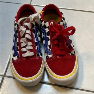 Vans Red and Blue Checkerboard Sneakers